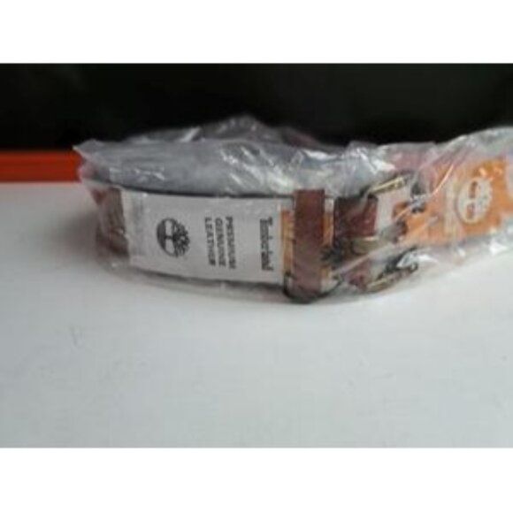 Timberland Brown Leather Belt With Brass Buckle Womens XL 35mm wide 42in Long - Picture 4 of 5